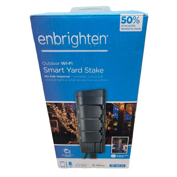 Enbrighten by JASCO -Outdoor 6-Outlet Power Strip Wi-Fi Smart Yard Stake. {107}. - Picture 1 of 14
